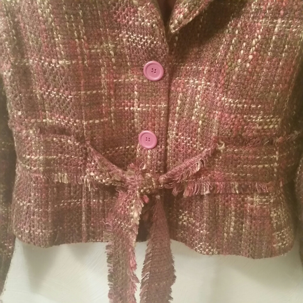 Ninety tweed tie waist lined blazer/jacket, Med - Picture 3 of 7